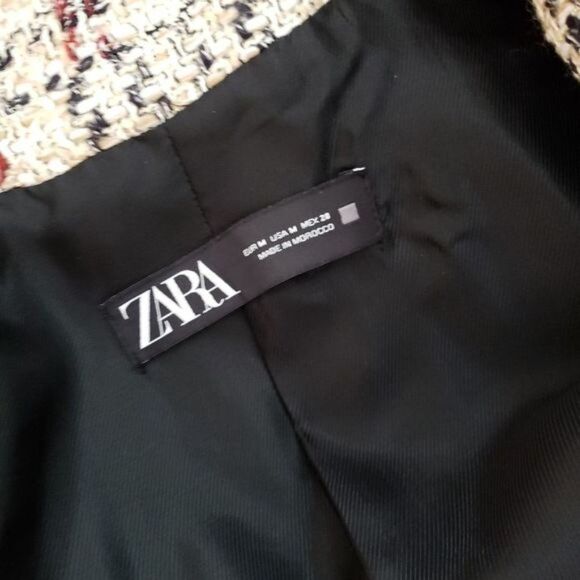Zara Long Sleeve Double Breasted Woven Lined Blazer Front Flap Pockets Medium - Picture 14 of 16
